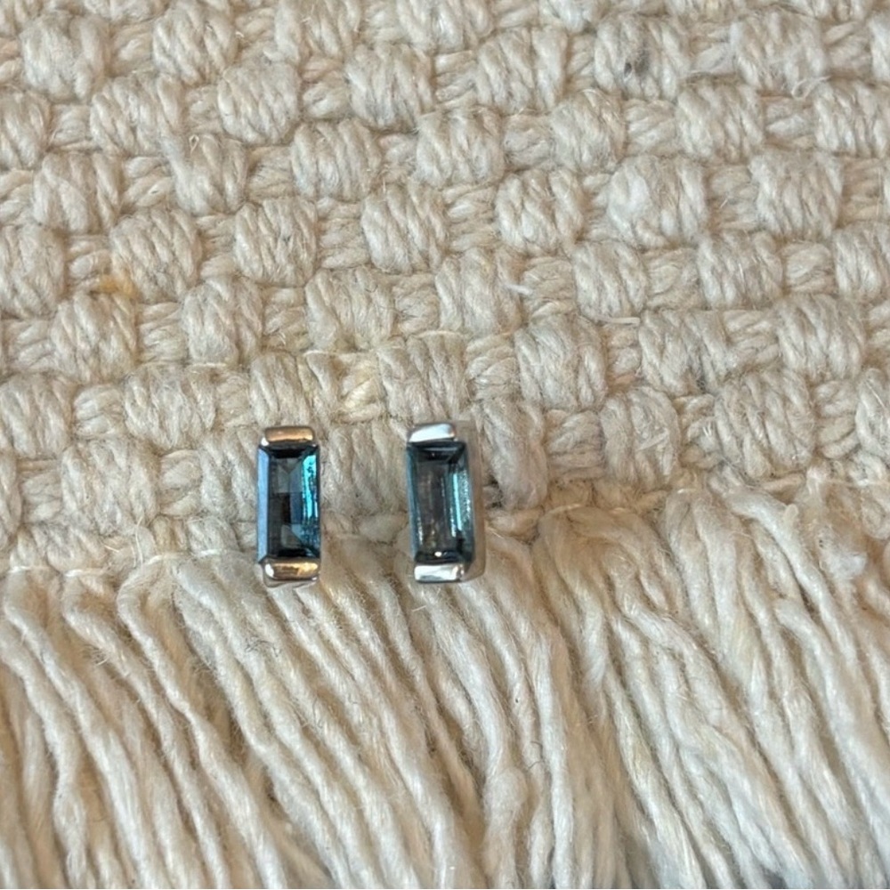 Sterling silver and London blue topaz studs